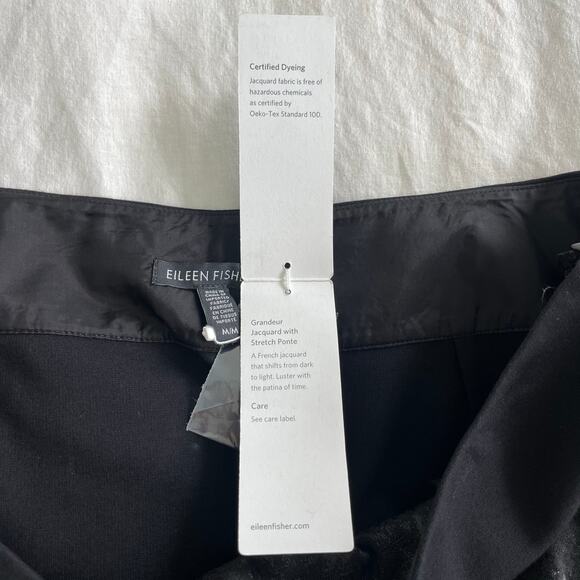 Eileen Fisher NWT Grandeur Jacquard with Stretch Ponte Black Pencil Skirt Medium - Picture 8 of 9